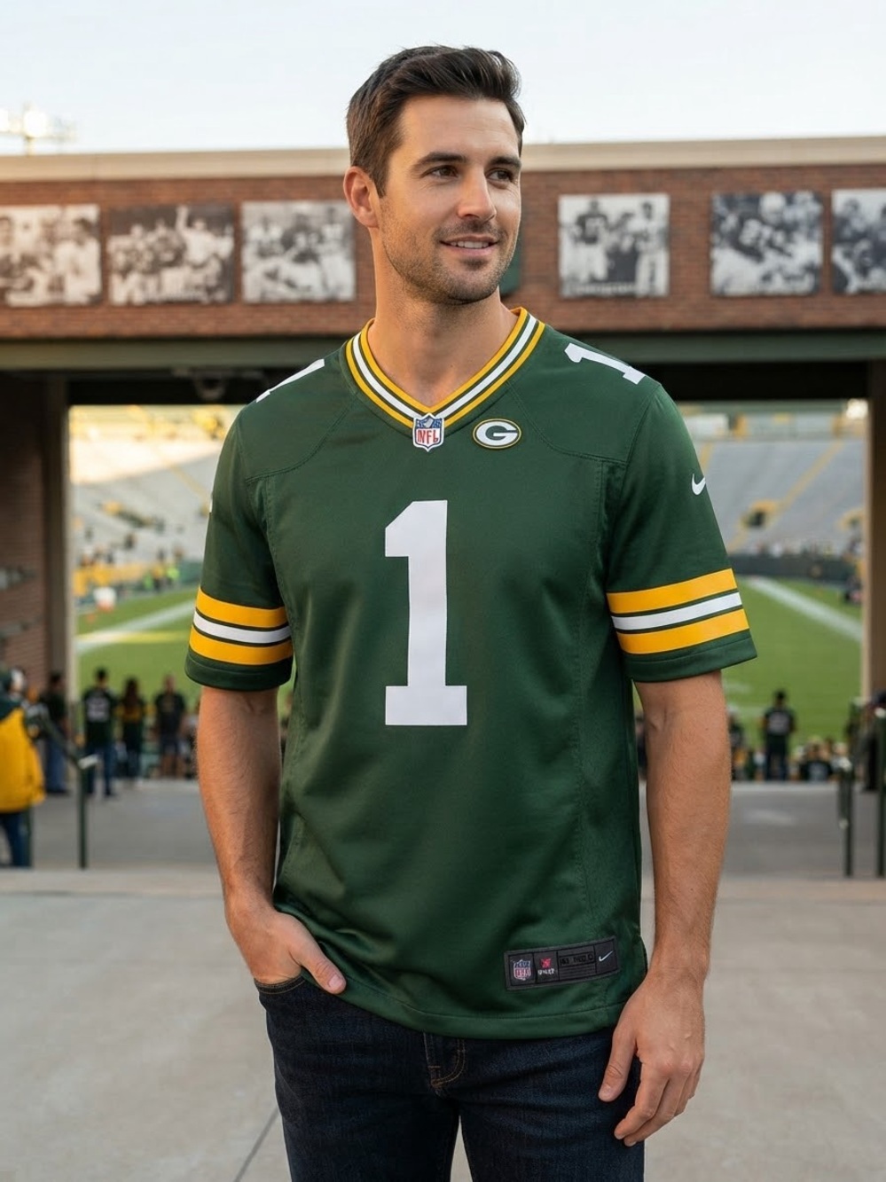 Men's Green Bay Packers NFL On Field Jersey Size M Green #1 LOIS